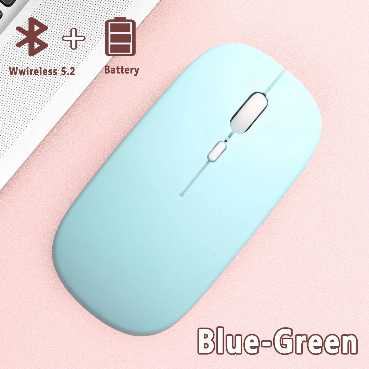 Bluetooth 5.0 Wireless Mouse Ultra Slim Portable Silent Ergonomic for Laptop Tablet PC MacBook Phone Adjustable DPI Ergonomic Pi-Mart