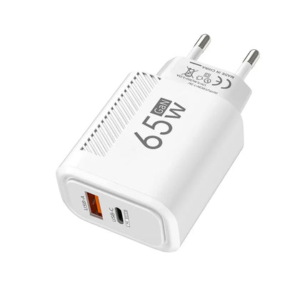 65W GaN Fast Charging USB Type C Charger US/EU Plug PD 3.0 Quick Charge Wall Charger For Phone Adapter For iPhone Huawei Samsung Pi-Mart