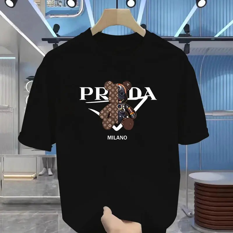 100% pure cotton men's luxurious brand letter print T-shirt, short-sleeved T-shirt, high-quality men's clothing, streetwear NovaCart