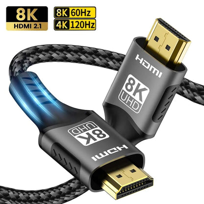 8K HDMI-Compatible Cable 4K@120Hz 8K@60Hz HDMI 2.1 Cable 48Gbps Adapter For RTX 3080 eARC HDR Video Cable PC Laptop TV box PS5 Pi-Mart