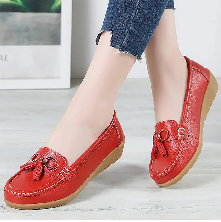 Women's Loafers White Shoes For Woman Genuine Leather Flats And Loafers Slip On Comfortable Woman Shoes Leather Women Moccasins NovaCart