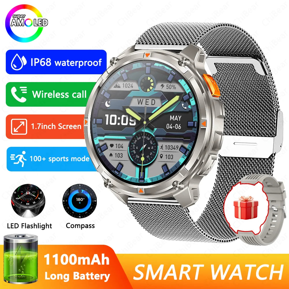 2026 New T-Rex3 Pro 1100mAh Battery Smart Watch GPS path 5ATM Waterproof Sports Run tracker Outdoors Compass Military Smartwatch NovaCart