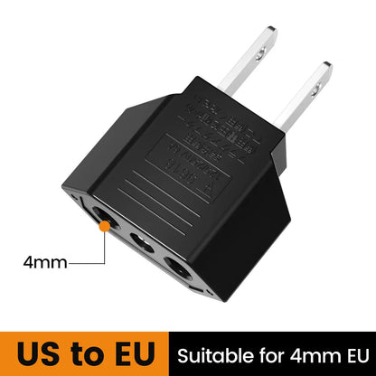 Elough 4.0mm US To EU Converter Plugs European EU To US America Travel Plug Adapter US to EU Power Adapter Electrical Plug Pi-Mart