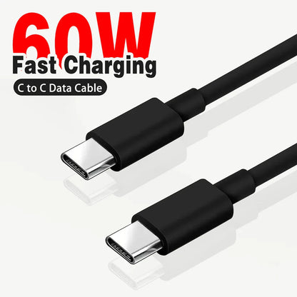 PD 60W USB C to USB Type C Cable Fast Charge Data Cable For Iphone 15 15Pro Huawei Samsung Xiaomi Data Line Black White 1M 2M 3M Pi-Mart
