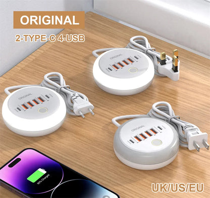 50W USB Charger Multi Ports Power Strip Socket Fast Charging Travel Charger For iPhone Samsung Xiaomi Quick Charge Phone Adapter Pi-Mart