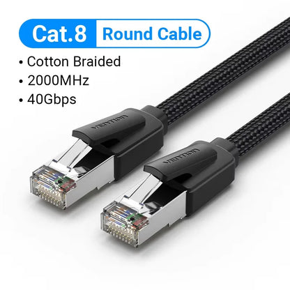 Vention Cat8 Ethernet Cable SFTP 40Gbps 2000MHz Cat 8 RJ45 Network Lan Patch Cord for Router Modem Internet RJ 45 Ethernet Cable Pi-Mart