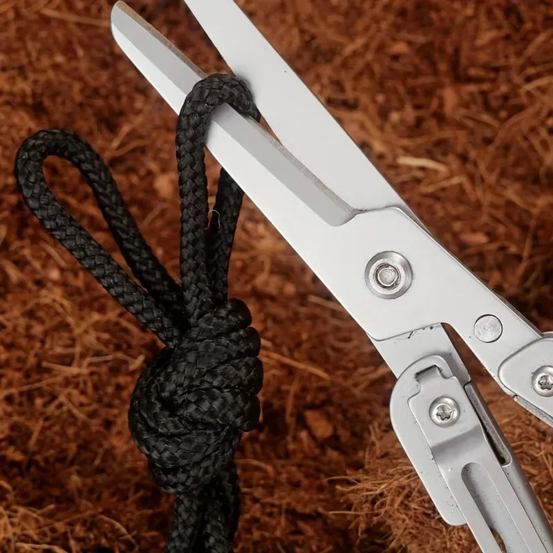 Portable Multifunctional Folding Scissors, Stainless Steel Outdoor Survival Tool for Camping Fishing Hunting Pi-Mart