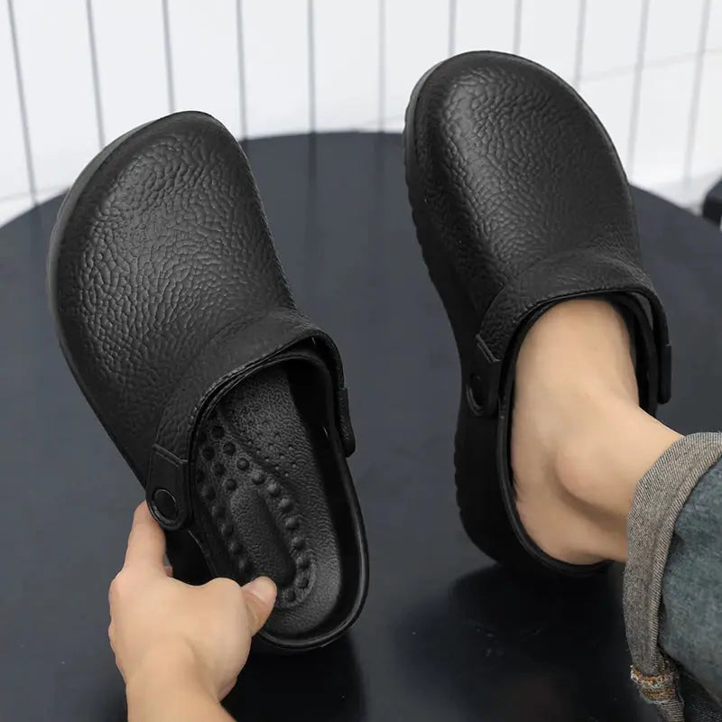 2025 Men's EVA Sandals Summer Large Black Kitchen Anti-Slip Work Shoes Waterproof Oil-Repellent Chef Shoes Kitchen Accessories NovaCart