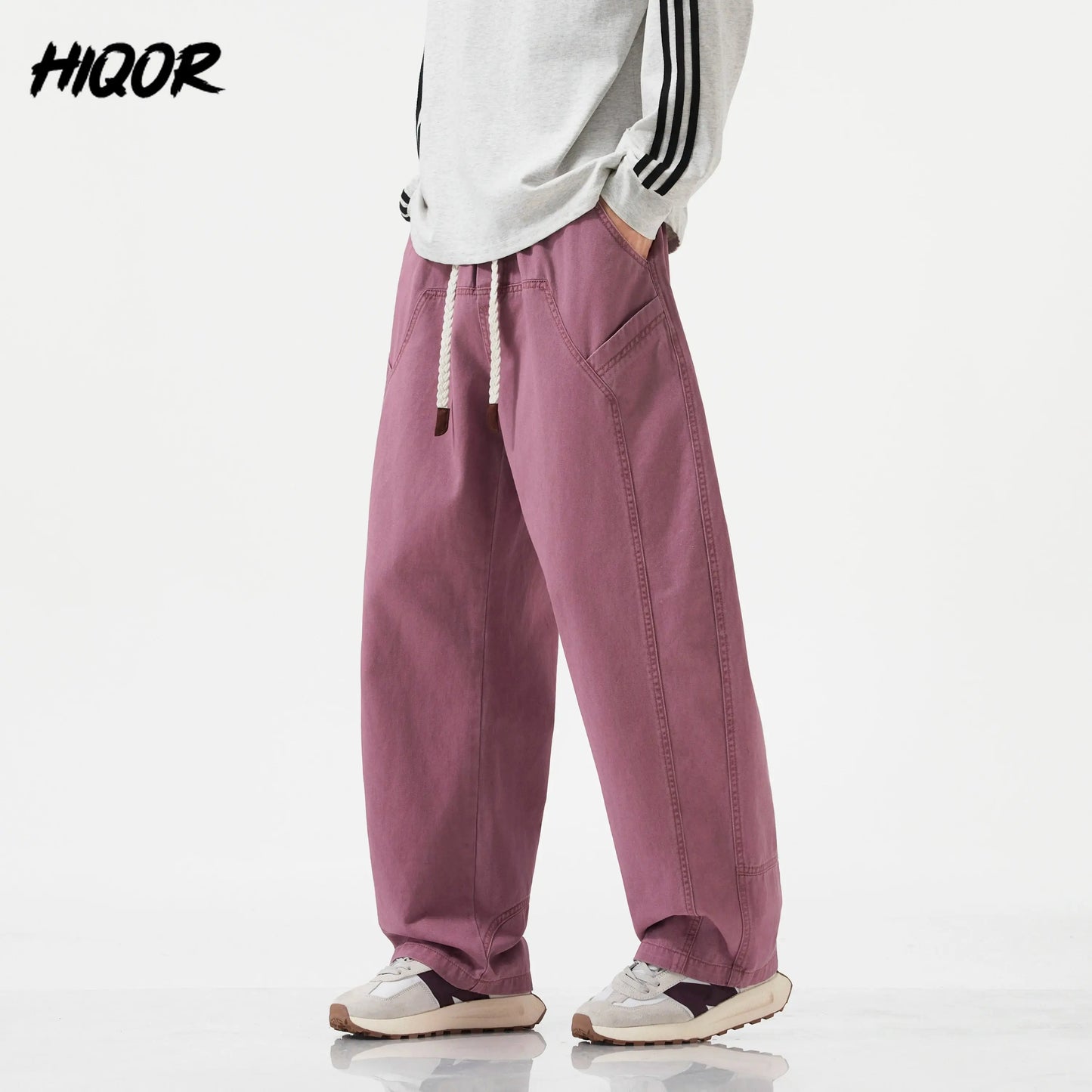 HIQOR High Quality 100% Cotton Work Pants Men Casual Straight Trousers Y2K Man Plus Size Cargo Pants Fashion Solid Workout Pants NovaCart