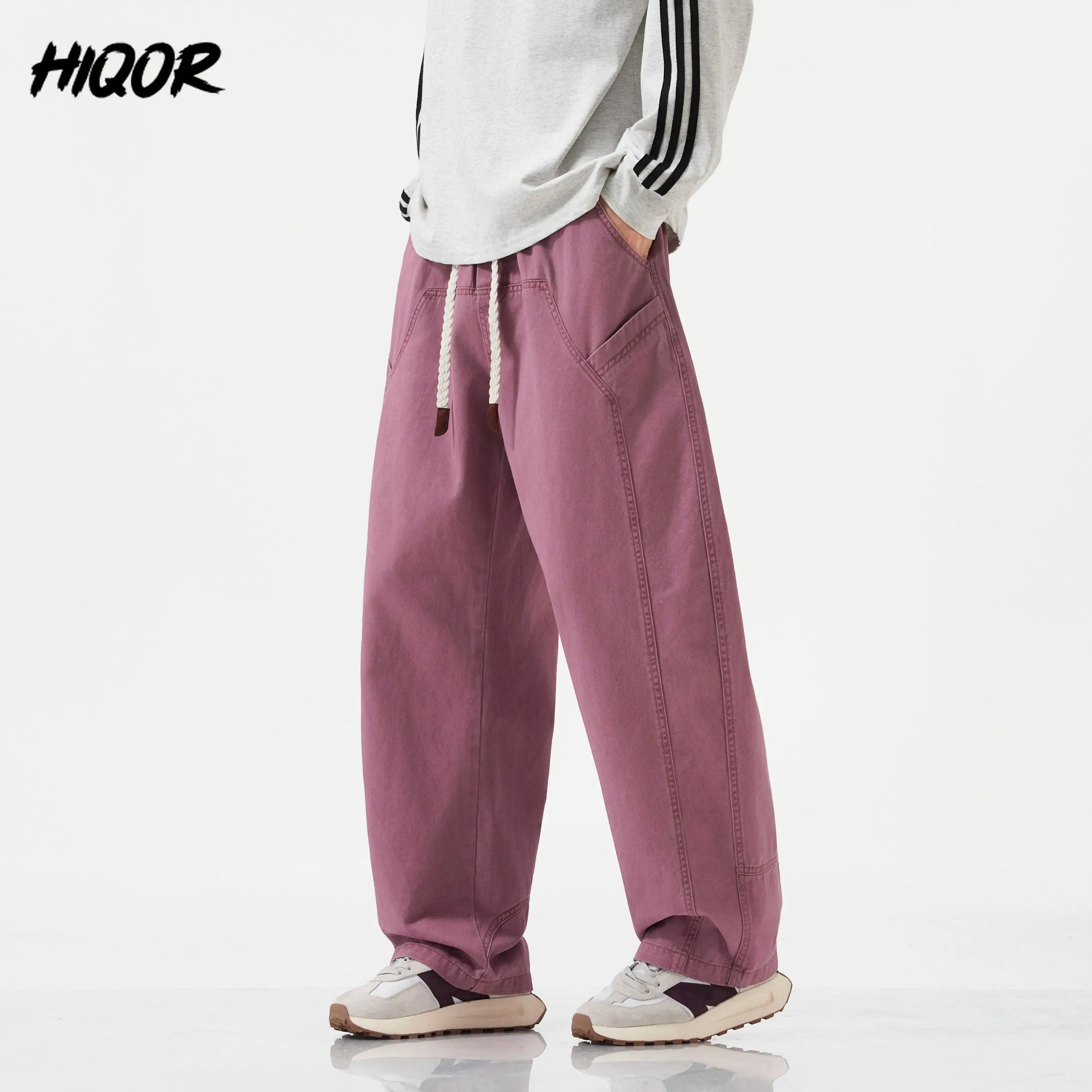 HIQOR High Quality 100% Cotton Work Pants Men Casual Straight Trousers Y2K Man Plus Size Cargo Pants Fashion Solid Workout Pants NovaCart