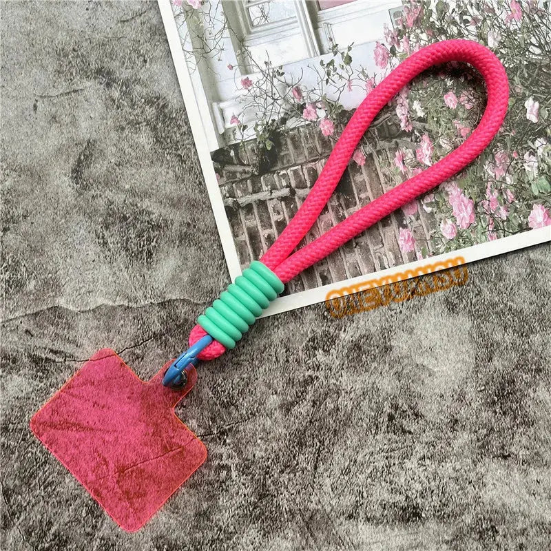 Wrist Strap for Phone Contrasting Colors Lanyard Keys Metal Keyring Accessories With Patch Cellphone Charm Luxury Hand Strap NovaCart