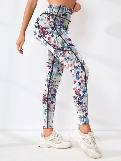 Printed High-Waist Pocket Fitness Pants Women FitiqueFit
