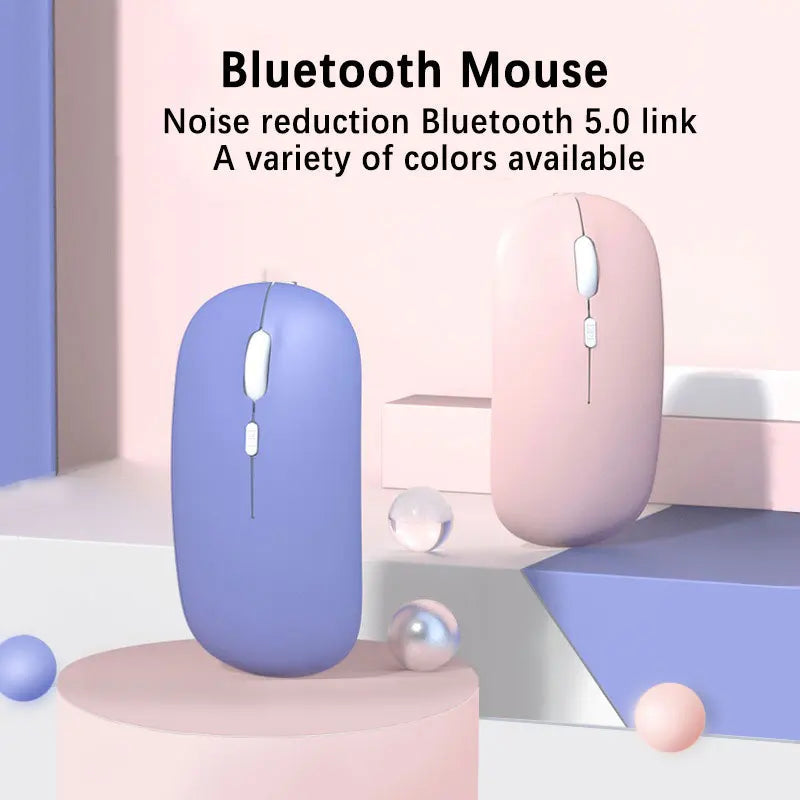 Bluetooth 5.0 Wireless Mouse Ultra Slim Portable Silent Ergonomic for Laptop Tablet PC MacBook Phone Adjustable DPI Ergonomic Pi-Mart