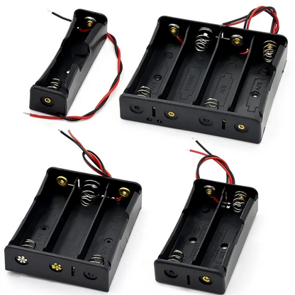 Black Plastic Battery Storage Case DIY Holder 1X 2X 3X 4X 18650 Battery Box with Wire Lead Pin for Electronics 18650 Battery Con Pi-Mart