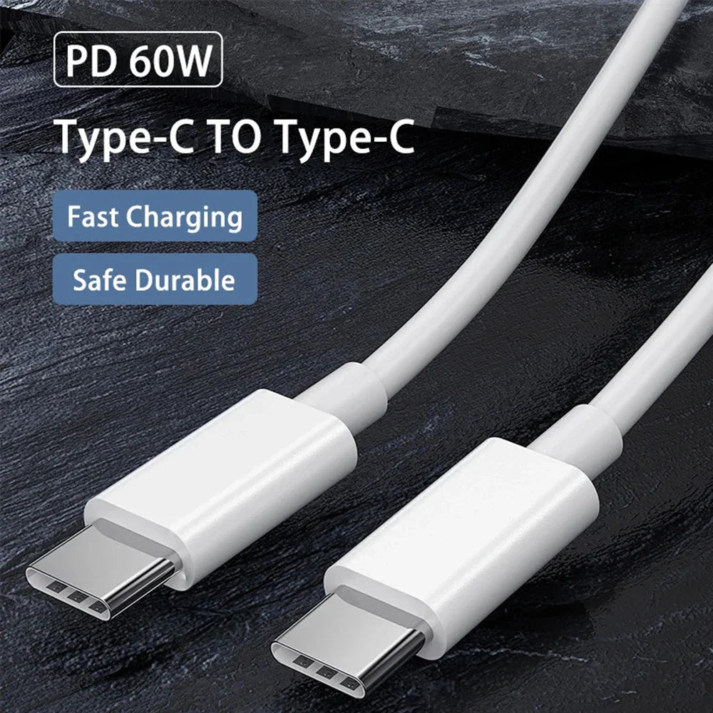 PD 60W USB C to USB Type C Cable Fast Charge Data Cable For Iphone 15 15Pro Huawei Samsung Xiaomi Data Line Black White 1M 2M 3M Pi-Mart