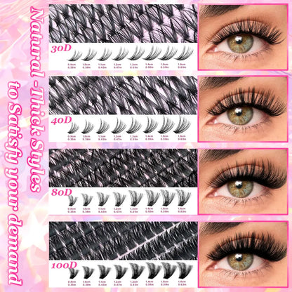 DIY Lash Extension Kit Clusters Individual Eyelashes Kit 9-16mm with Bond and Seal Wispy Natural Mange Lashes NovaCart