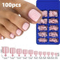 120pcs/Box French Tip Press-On Toenails Pink Color System Square Shape Foot Nails Short Length Glossy Finish False Toe Nails Set NovaCart