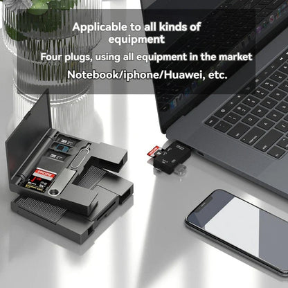 Multi functional six inOneCardReader OTG iPhone Type-C Micro SD CardFlashDrive intelligentStoragecard TF SD CardReaderStorageBox Pi-Mart