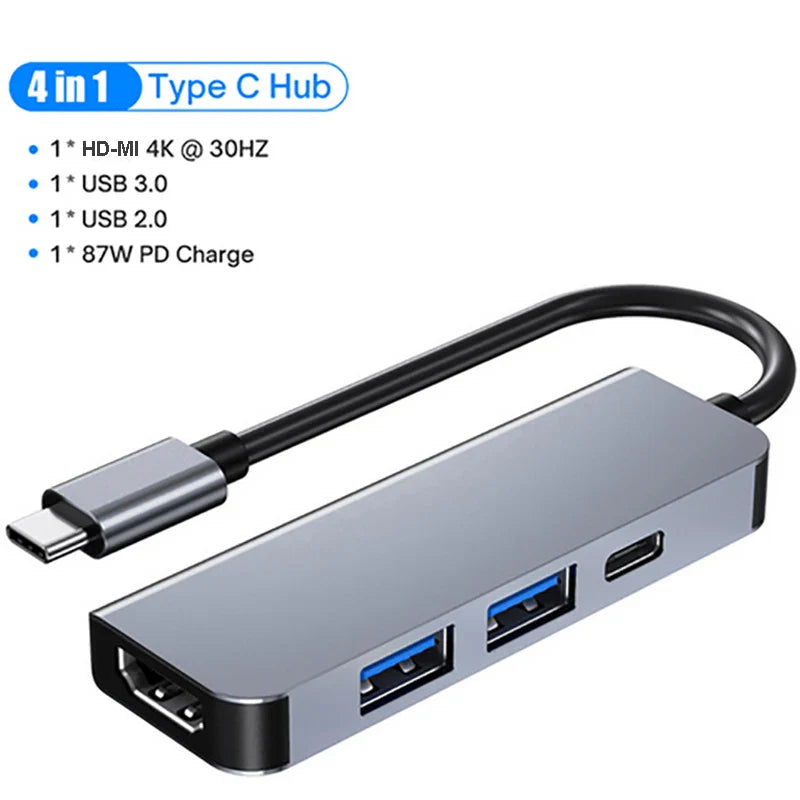 USB C Docking Station PD 100W USB C HUB Type C to HDMI-Compatible Adapter 4K 30Hz VGA RJ45 USB 3.0 HUB USB Splitter for MacBook Pi-Mart