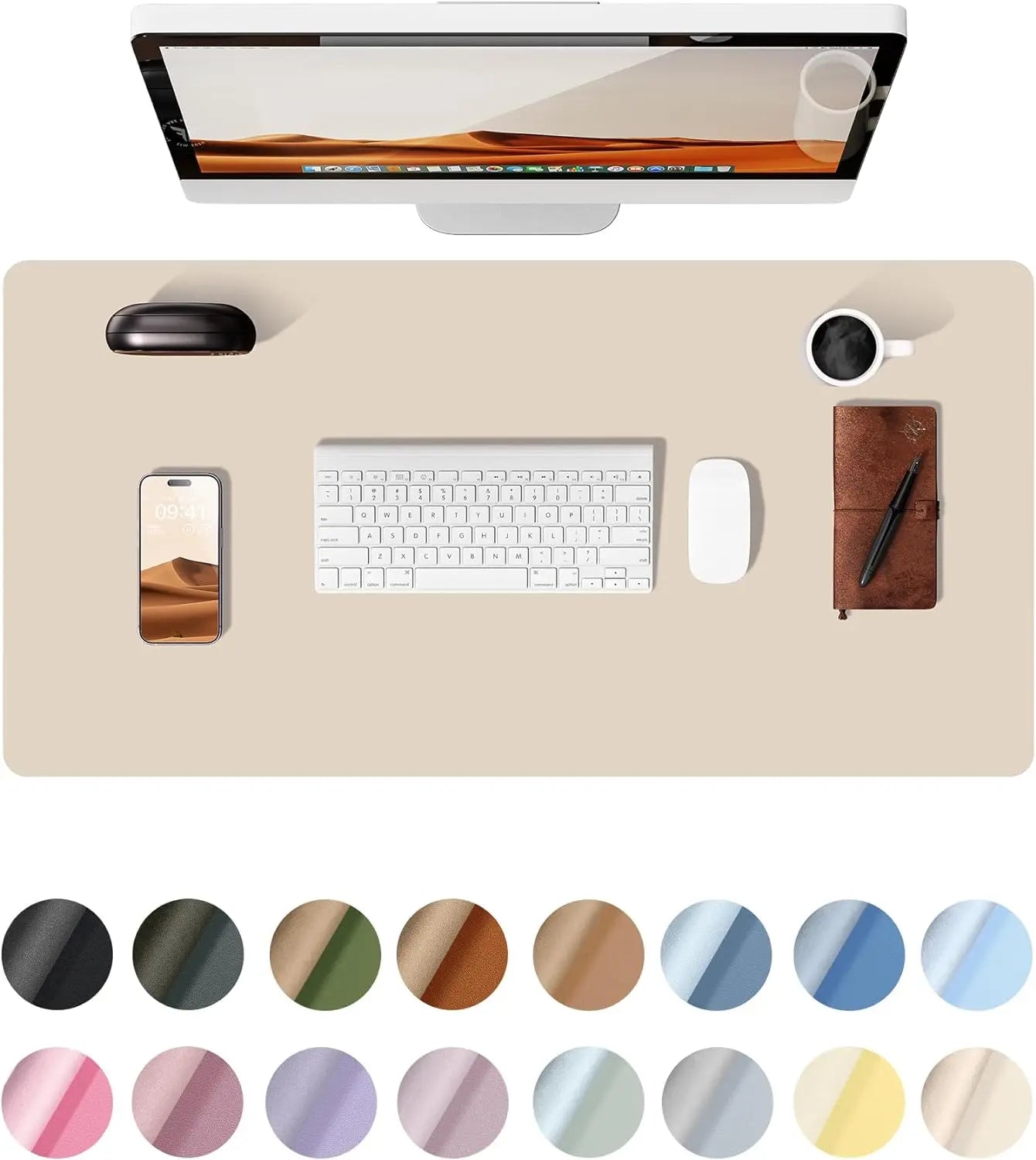 Large Mouse Pad,Office Desk Mat, Leather Desk Pad Protector, Non-Slip PU Leather Desk Blotter, Laptop Desk Pad Pi-Mart