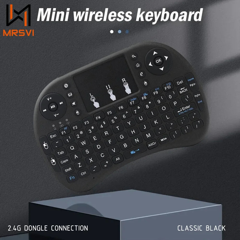 MRSVI I8 2.4G Mini Wireless Keyboard Classic Black Air Mouse Remote Control Touchpad for Android TV Box PC Smart TV Pi-Mart