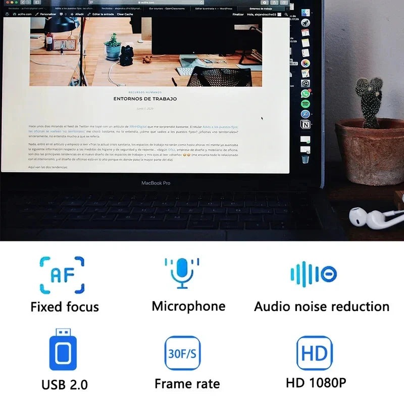 Webcam 1080P Web Cam for Pc Drive-free USB Rotatable Camera with Microphone for Desktop Computer for Video Calling Conference Pi-Mart