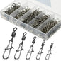 50pc/box Stainless Steel Fishing Connector Pin 4# 6# 8#10#12# Bearing Rolling Swivel with Snap Fishhook Lure Accessories Pi-Mart