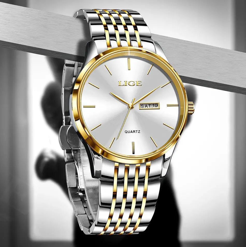 2025 LIGE Men Business Watches Top Brand Luxury Man Wristwatch Waterproof Luminous Date Week Quartz Men's Watch High Quality+Box NovaCart