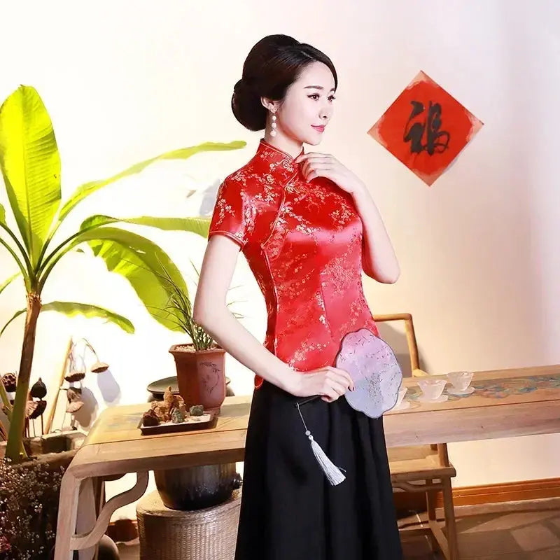 Elegant Ethnic Style Streetwear Cheongsam Qipao Tees Fashion Clothes Tshirts Vintage Shirts for Women Y2k Tops Women Clothing NovaCart