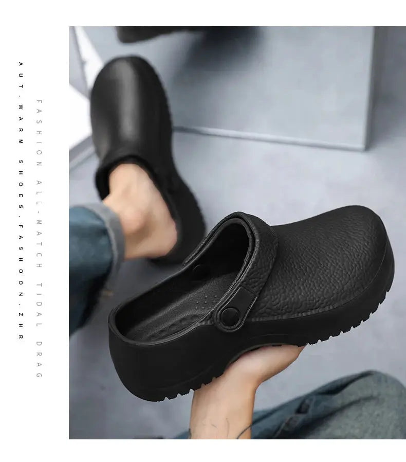 2025 Men's EVA Sandals Summer Large Black Kitchen Anti-Slip Work Shoes Waterproof Oil-Repellent Chef Shoes Kitchen Accessories NovaCart