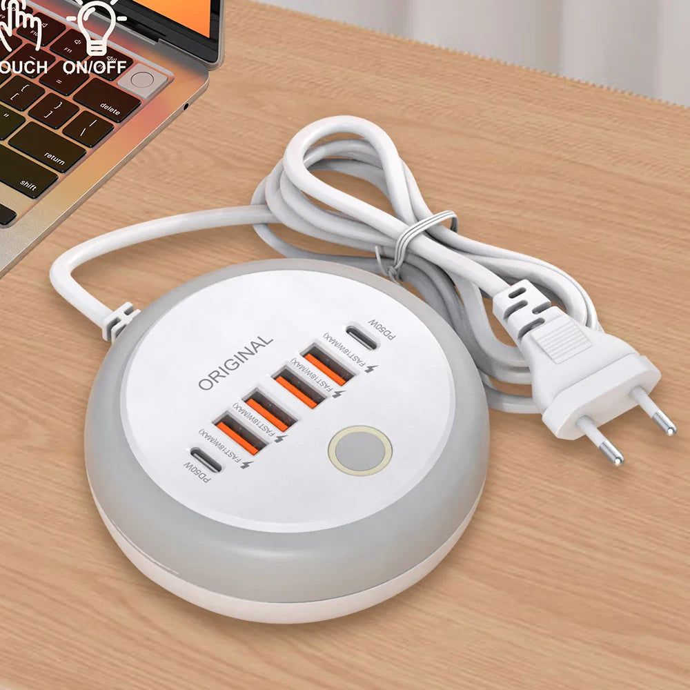 50W USB Charger Multi Ports Power Strip Socket Fast Charging Travel Charger For iPhone Samsung Xiaomi Quick Charge Phone Adapter Pi-Mart