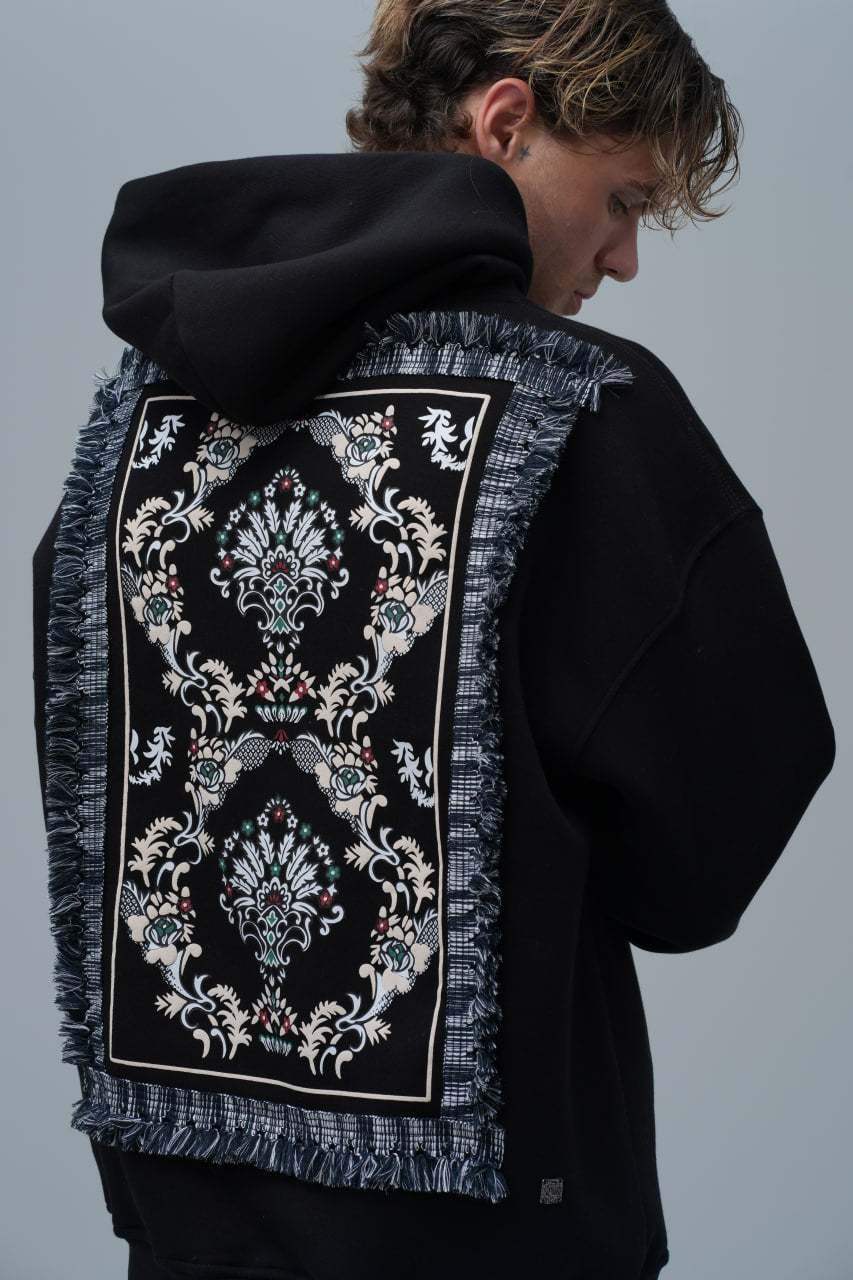 "Saw" Tapestry Appliqué Hoodie Withinblack