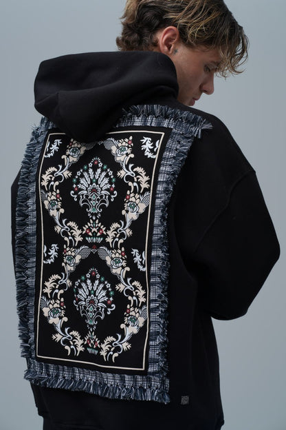 "Saw" Tapestry Appliqué Hoodie Withinblack