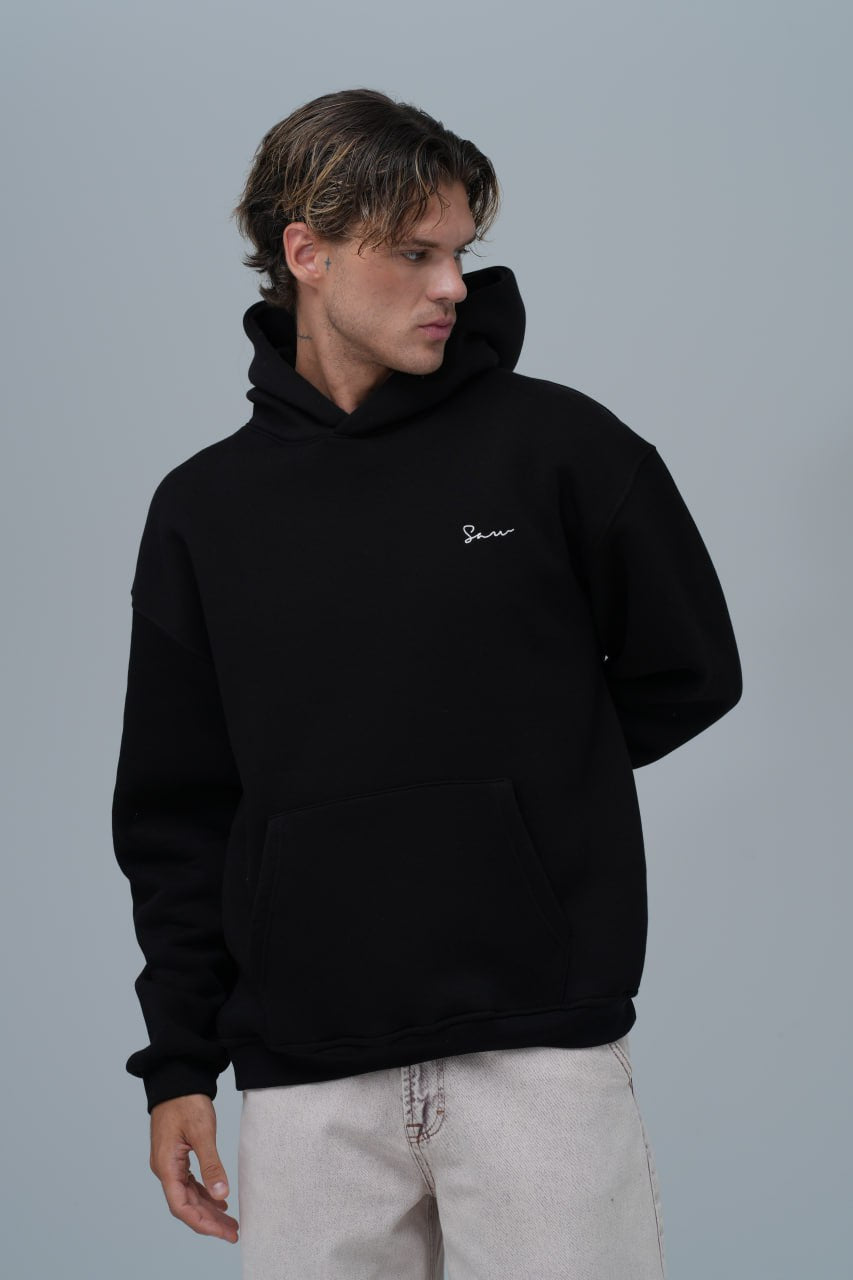 "Saw" Tapestry Appliqué Hoodie Withinblack