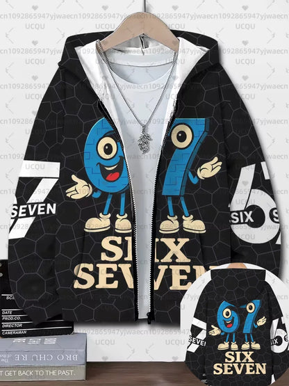 Hoodies For Kids 67 Six Seven Italian Brain Rot Math Joke Tops Y2k Game Saying Zipper Clothes Graphic Y2k Children's Hoodies NovaCart
