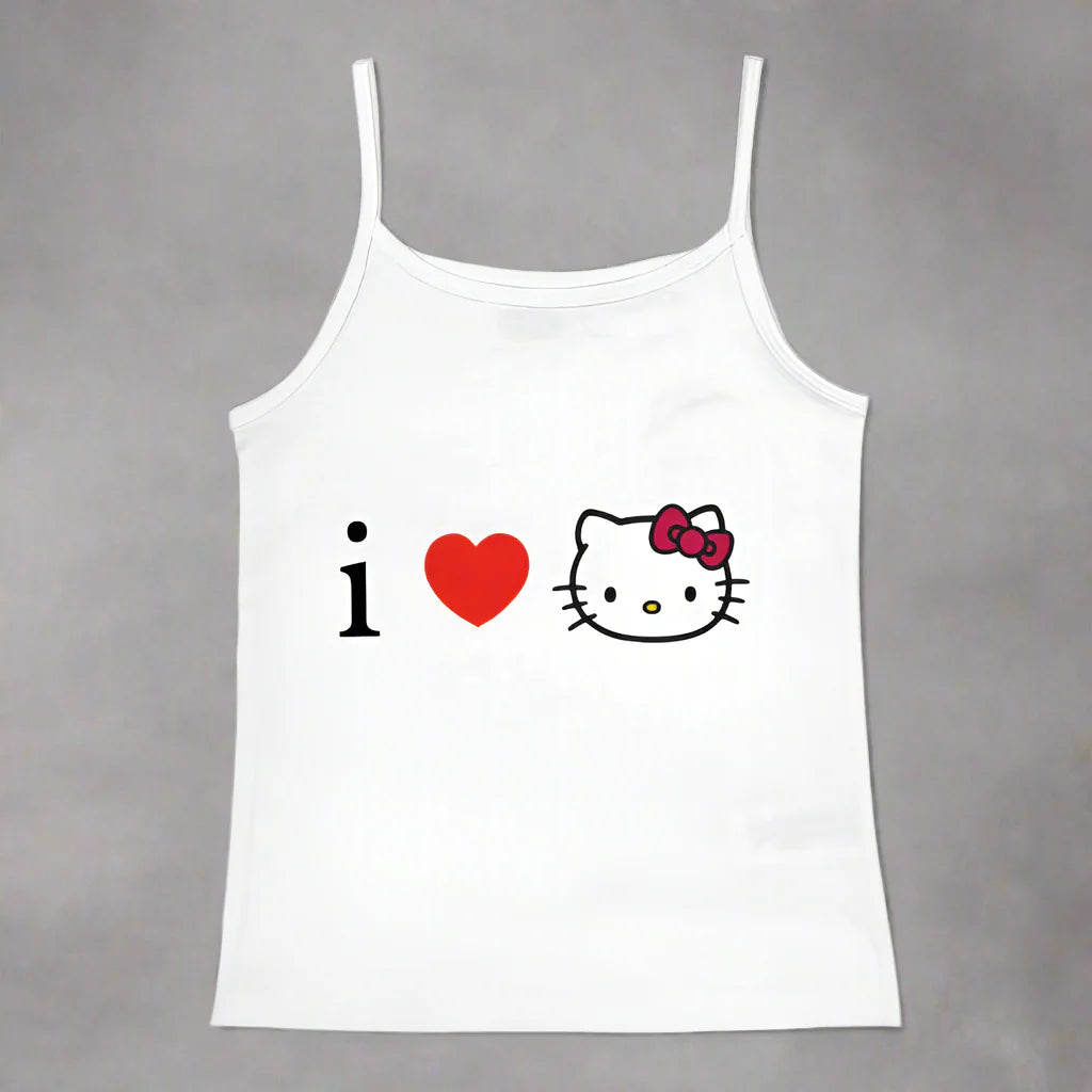 Y2K Hello Kitty Crop Top – Emo Girls Vintage Punk Tank FitiqueFit