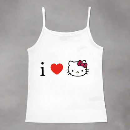 Y2K Hello Kitty Crop Top – Emo Girls Vintage Punk Tank FitiqueFit