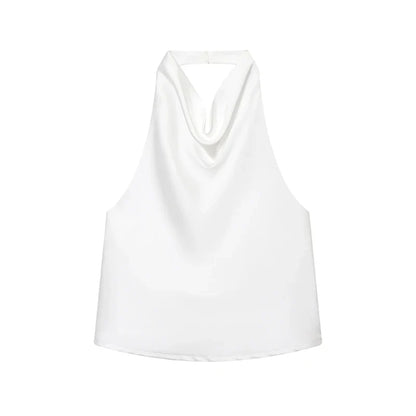 Sexy Elegant Halter  Backless High Solid Halter Neck Tops