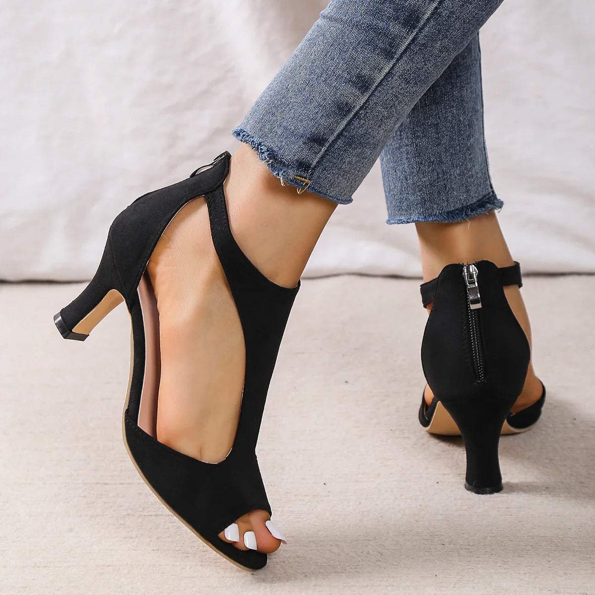 Leather High Heels Shoes FitiqueFit