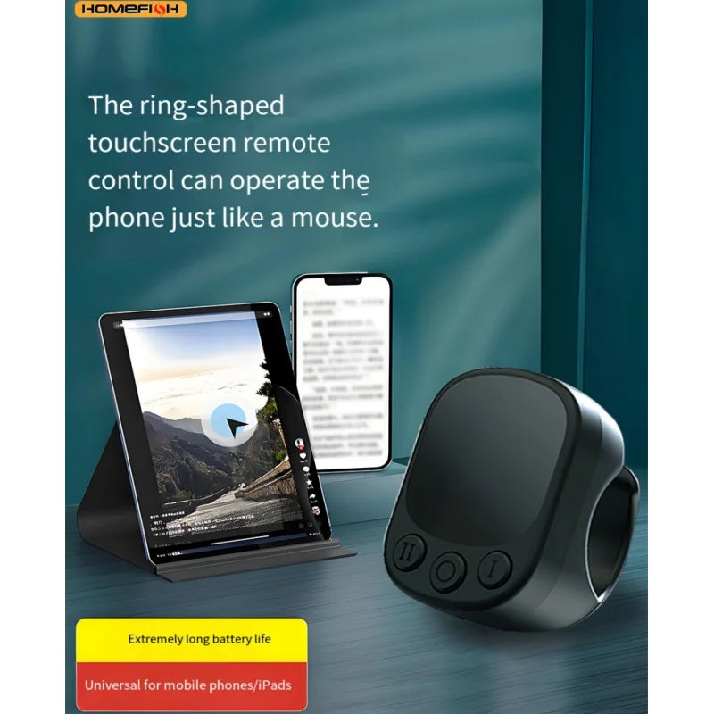 Mouse Ring Remote Control with Touchpad,Smart Automatic Screen Clicker Device，Continuous Clicker，Scrolling Ring Remote Control S Pi-Mart