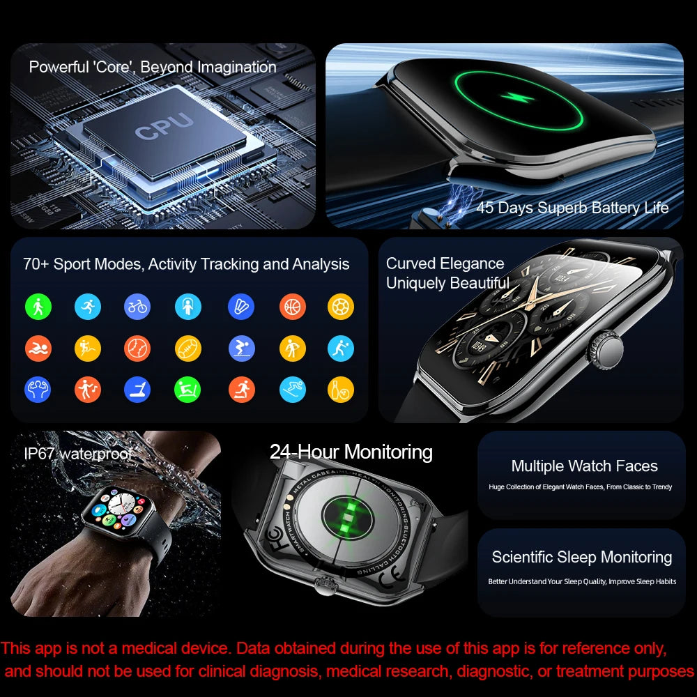 2026 New Smartwatch 1.96 inch Ultra-thin Bluetooth Call Health Monitor IP68 Waterproof 100 Sport Smart Bracelet For  Android iOS NovaCart