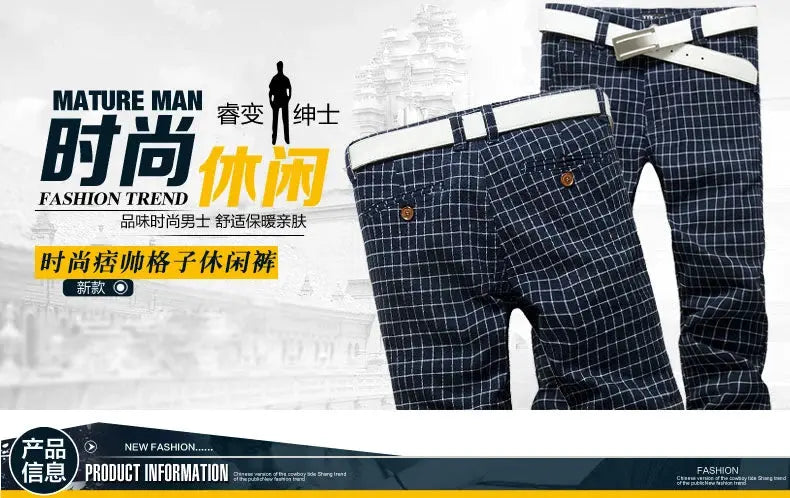 Checked pants for man Black Casual Pants Men Trousers Streetwear Mens linen Pants Slim Fit Male Plaid Pant men\'s Check Pants NovaCart