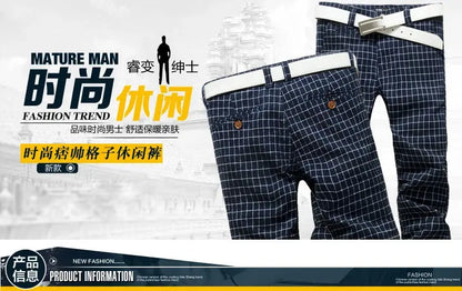 Checked pants for man Black Casual Pants Men Trousers Streetwear Mens linen Pants Slim Fit Male Plaid Pant men\'s Check Pants NovaCart