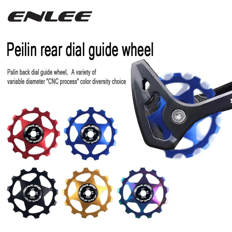 ENLEE Bike Aluminum Alloy Guide Wheel Pulley Rear Derailleur 11T 13T Guide MTB Ceramic Bearing Jockey Wheel For 4/5/6MM Pi-Mart
