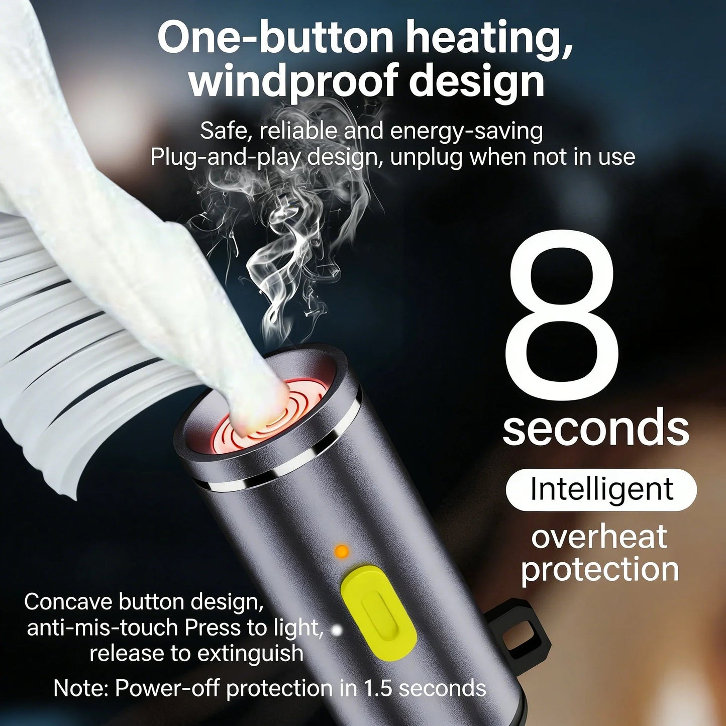 Mini USB-C Electric Lighter - Flameless Compact Portable For Air Travel & Outdoor Activities Pi-Mart