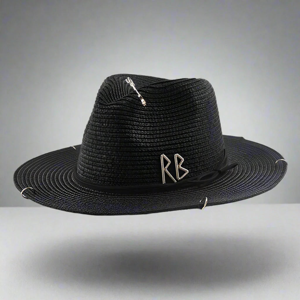 Unisex Metal Letter Straw Panama Hat FitiqueFit