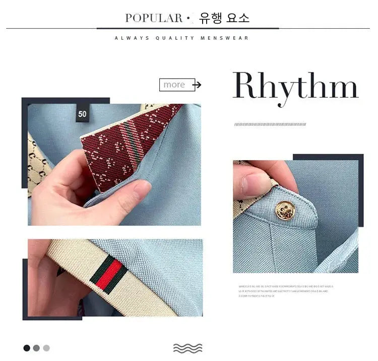 Personality letter jacquard lapel short sleeve T-shirt men high-end brand Little Bee embroidery fashion trend summer polo shirt NovaCart