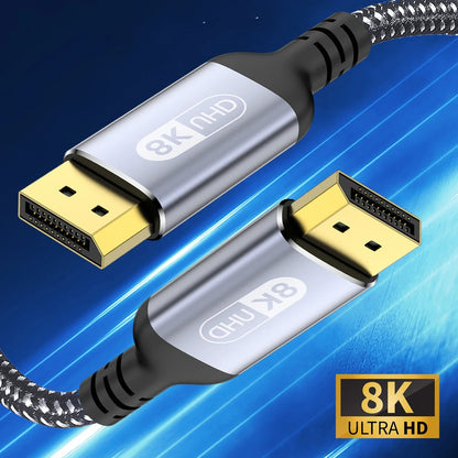 8K DP Cable DisplayPort Cable 1.4 High Speed Display Port Cord 8K@60Hz  G-Sync FreeSync 4K@144Hz 2K@240Hz HDR 10 32.4Gbps Pi-Mart