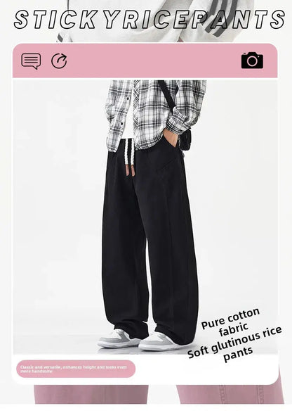 HIQOR High Quality 100% Cotton Work Pants Men Casual Straight Trousers Y2K Man Plus Size Cargo Pants Fashion Solid Workout Pants NovaCart