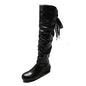 2024Shoes For Women  Knee High Boots Red Black White Tall Boots Woman Pleated Low Heel Casual Leather Female Long Shoes NovaCart